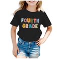 thumbnail image 1 of Happy 100 Days of School Shirt Kids School Season Casual Short Sleeve Top T Shirt First Day of Kindergarten Shirt Boy Girl Summer Clothes Size 6-7, 1 of 3