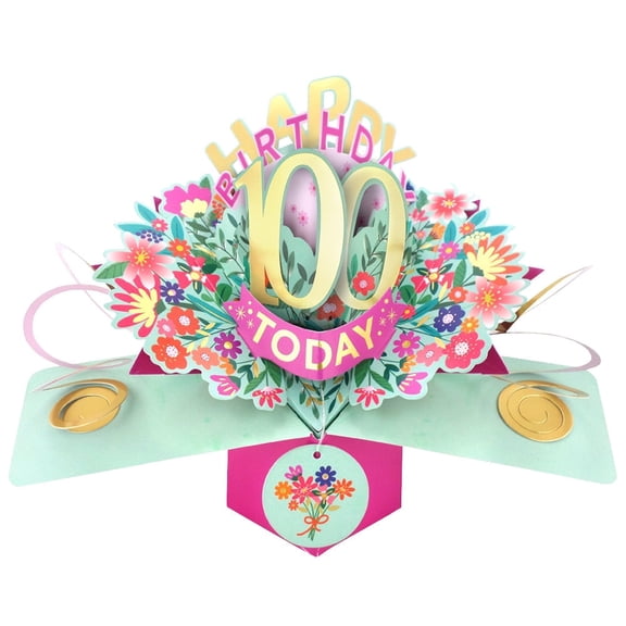 Happy 100th Birthday 100 Today Pop-Up Greeting Card Love Kate's Pop Up Cards Her