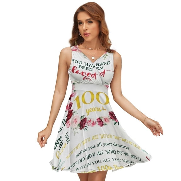 Happy 100th Birthday Dress Fashion Beach Long Dresses Female Party Printed Sundress