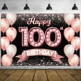 thumbnail image 1 of Happy 100th Birthday Rose Gold Banner Backdrop Cheers to 100 Years Old Confetti Balloons Theme Decor Decorations for Women 100 Years Old Pink Birthday Party, 1 of 4