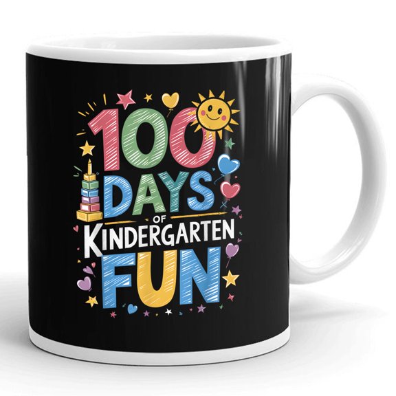 Happy 100th Day Of Kindergarten Teacher Gift Ceramic Mug 11oz (White;11oz)