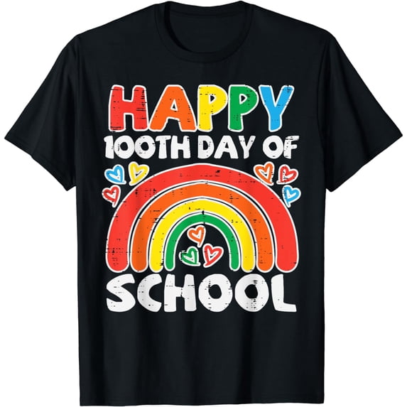 Happy 100th Day Of School Rainbow 100 Days Teacher T-Shirt