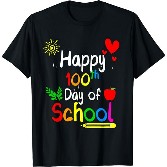 Happy 100th Day Of School Shirt, 100 Days of School Teacher T-Shirt mens t shirt，black，women，funny，misfits，men，journey