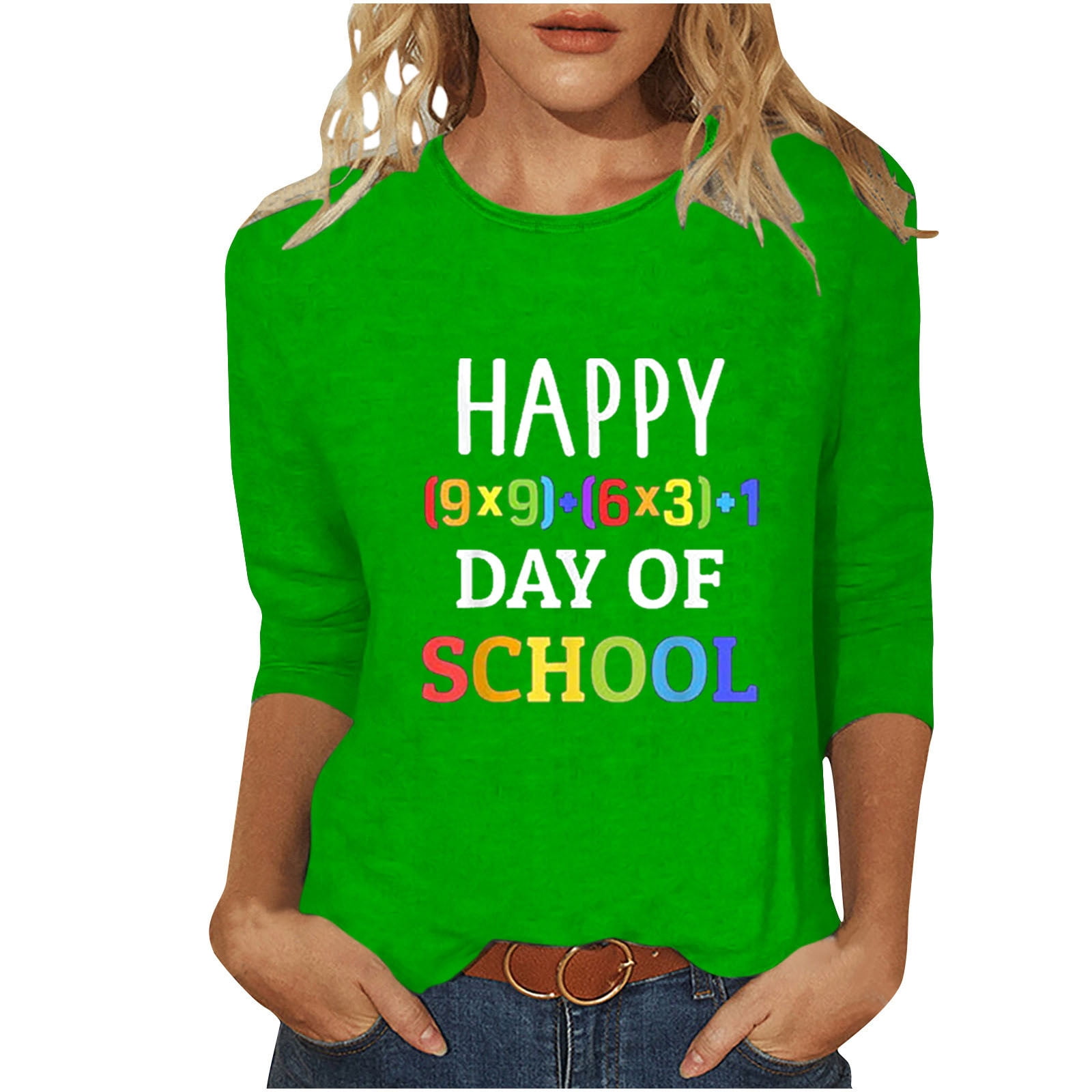 Happy 100th Day Of School Shirts, One Hundredth Day of School Teachers Gifts Shirts, Womens 3/4