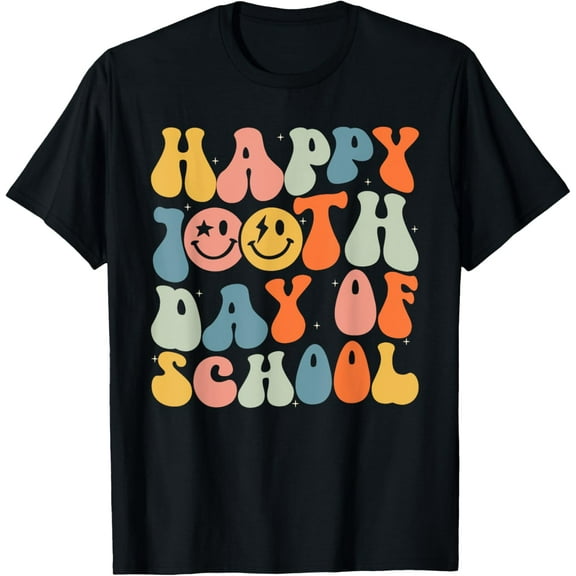 Happy 100th Day Of School Teacher Vintage Retro Groovy 100 Days Gifts T-shirt