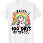 Happy 100th Day Of School Unicorn 100 Magical Days Rainbow T-Shirt