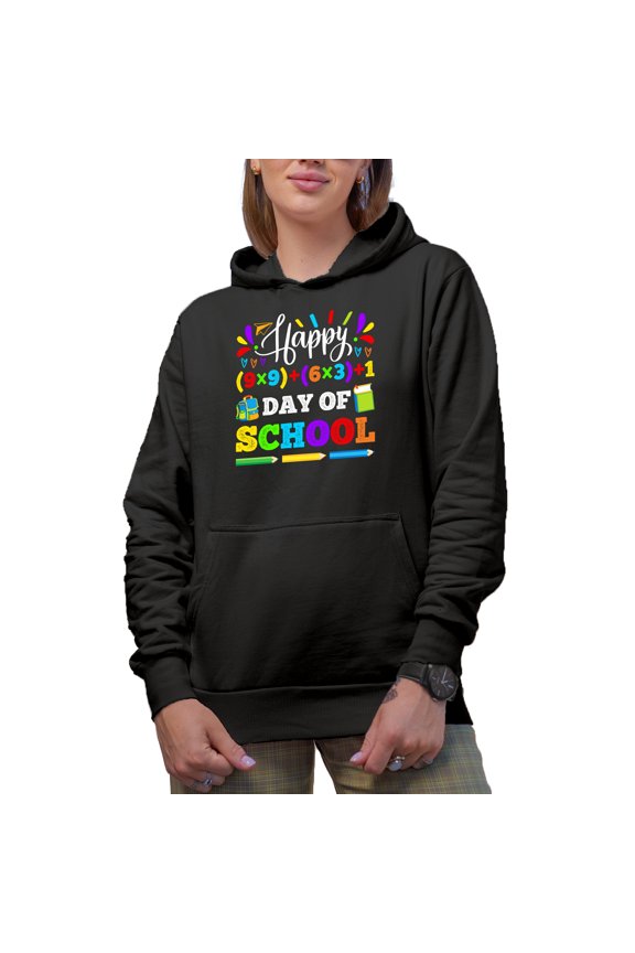 Happy 100th Day of School, Math Equation, Black Hooded Sweatshirt or Hoodie, 3XL