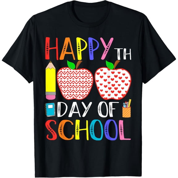 Happy 100th Day of School Teacher 100 Days Adult T-shirt