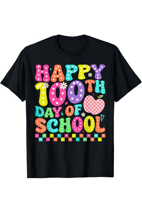 Happy 100th Day of School Teacher Groovy 100 Days Smarter T-Shirt