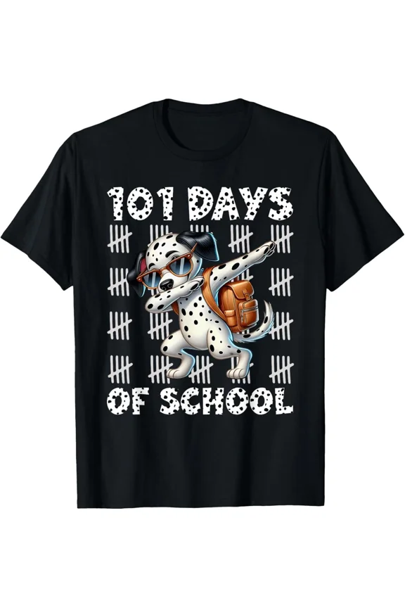 Happy 101 Days Of School Funny Dabbing Dog Student Teacher School Unisex T-Shirt, S-5XL