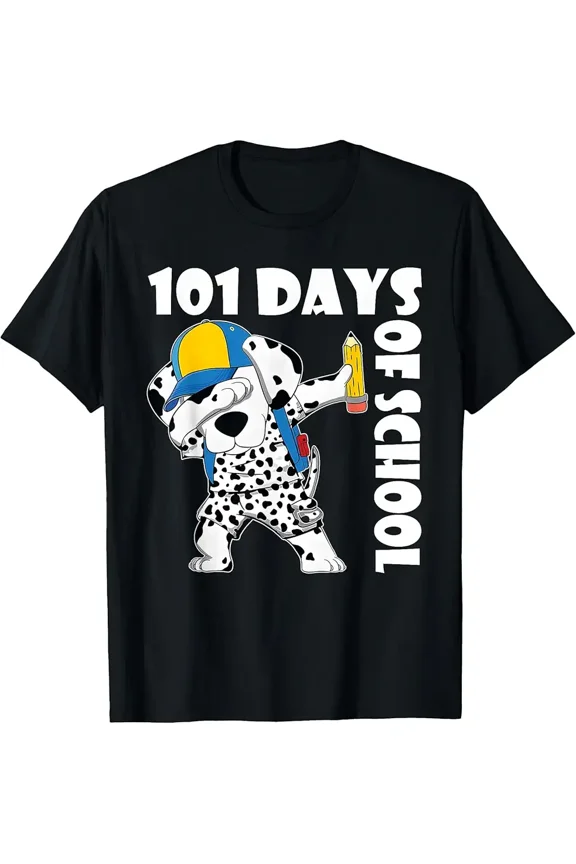 Happy 101 Days School Cute Dog Student Dab Teacher Present Unisex T-Shirt, up to Size 5XL