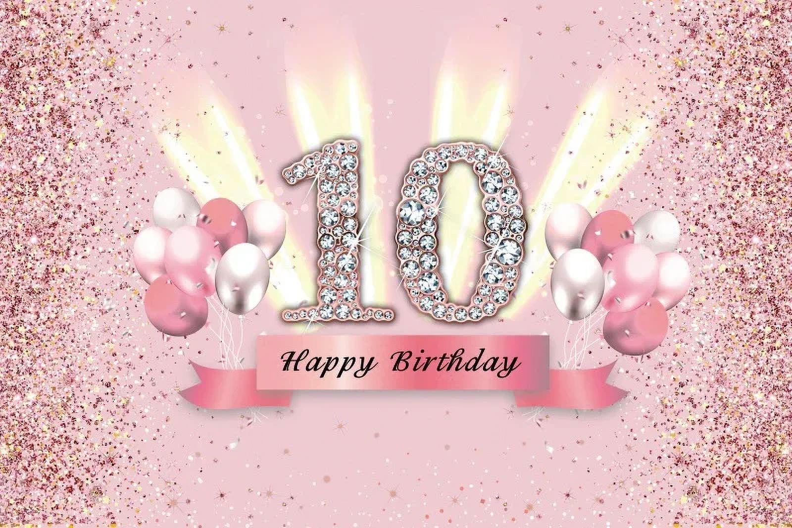 Princess 10th Birthday Cake Topper - Rose Gold Glitter 'Girl 10 Years' For Birthday Party Decorations
