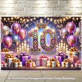thumbnail image 1 of Happy 10th Birthday Backdrop Purple Pink Balloons 10th Birthday Photography Background for Girls Colorful Glitter Diamond Crown 10 Years Old Birthday Party Decorations Banner Photo Booth Props, 1 of 5