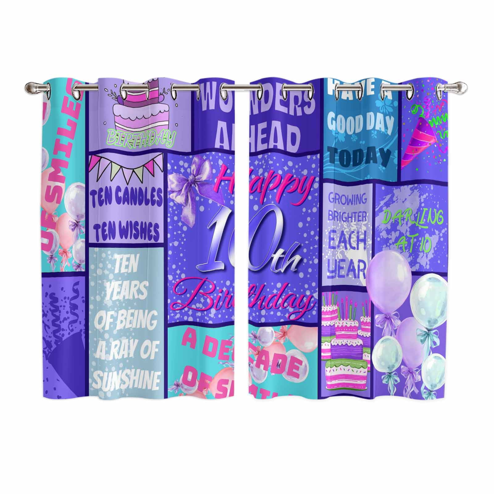 Hapy Rommet Happy 10th Birthday Kitchen Curtains Window Panels, Purple Bows ...
