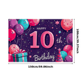 thumbnail image 1 of Happy 10th Birthday Themed Backdrop Banner with Balloons Stars Party Decorations for Birthday Party Photo Props Celebrations Decor Background, 1 of 7