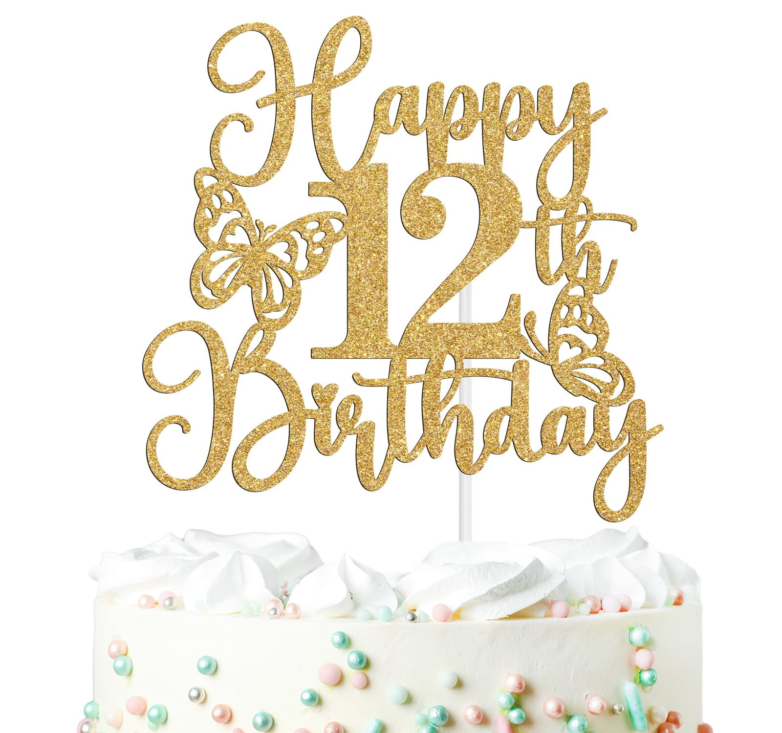 Happy 12th Birthday Honeycomb Centerpieces - Set Of 8, Red & Black Gold Theme Table Decorations
