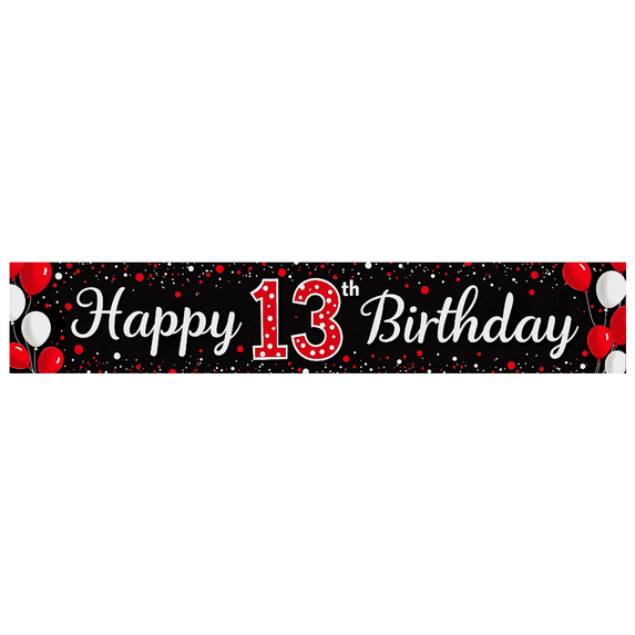 Happy 13th Birthday Balloon Celebration Banner for Birthday Party Backdrop Decorations Photography Props Supplies