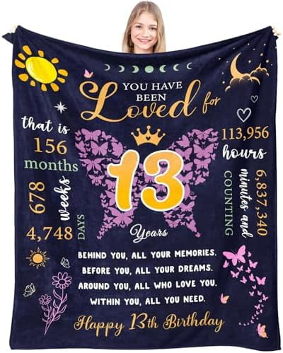 Happy 13th Birthday Gifts for Girls Throw Blanket , Birthday Gifts for