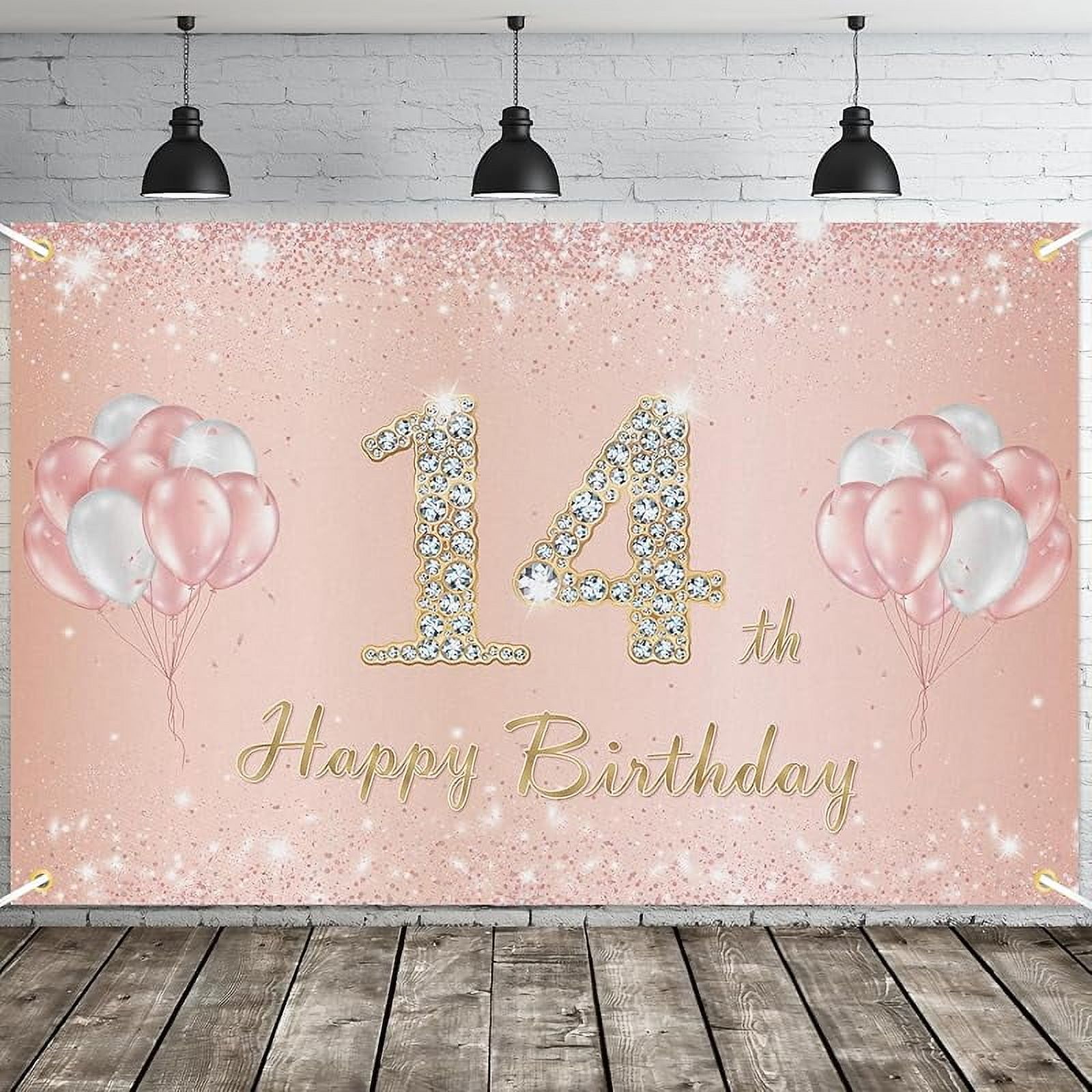 Happy 14th Birthday Banner, Happy Birthday Party Decorations, Birthday ...