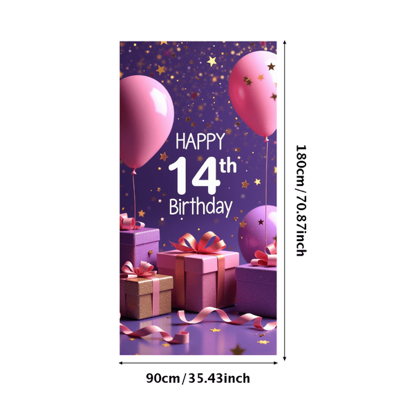Happy 14th Birthday Celebration Backdrop Background Banner Party Supplies Decoration Photography Props Gift Balloon Décor