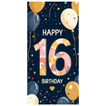 thumbnail image 1 of Happy 16th Birthday Banner with Balloon Star Decor Background, Party Supplies for Birthday Celebrations Photography Props Backdrop Decors, 1 of 8