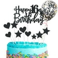 thumbnail image 1 of Happy 16th Birthday Cake Topper set, Birthday Cake Supplies Boy or Girl Birthday Party DecorationsblackStyle:16th;, 1 of 4