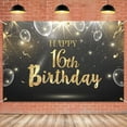 thumbnail image 1 of Happy 16th Birthday Giltter Shinning Banner Backdrop - 16 Years Old Birthday Decorations Party Supplies for Girls Boys - Black Gold, 1 of 4