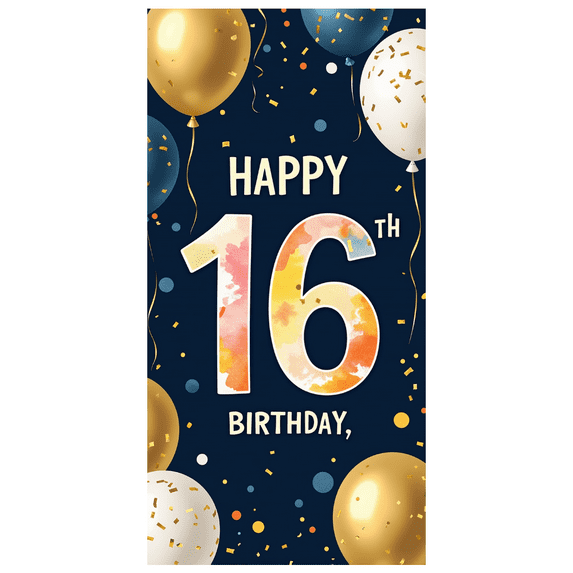 Happy 16th Birthday Themed Background Banner Party Supplies Balloon Decorations for Photography Props Birthday Decors Celebrations