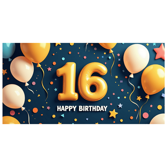Happy 16th Birthday Themed Background Banner Party Supplies Balloon Decorations for Photography Props Birthday Decors Celebrations