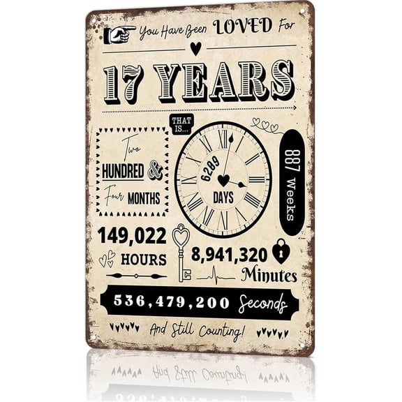 Happy 17th Birthday Decorations Metal Sign - 8x12 inch, Birthday Gifts for Girls & Boys,for 17th Birthday Party Decor