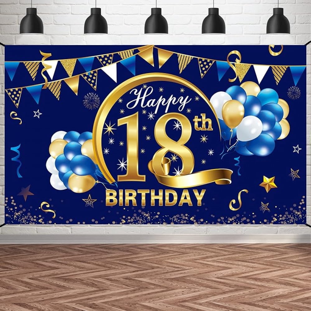 Happy 18th Birthday Banner - Gold & Brown Party Garland Hanging Decorations - View #4