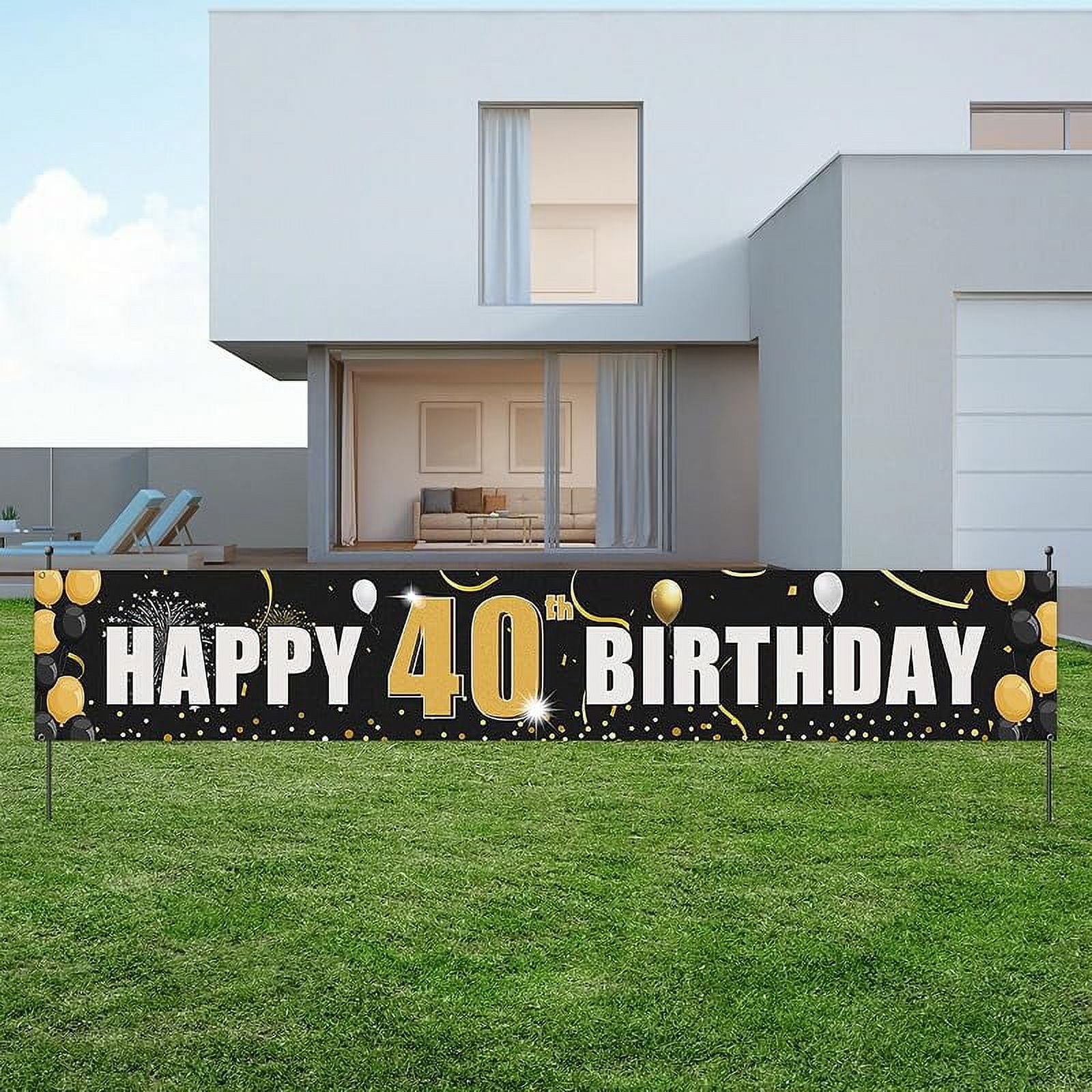 "Time To Adult" 18th Birthday Banner - Glitter Pre-Strung Party Sign, 6.56ft Long, For Boys & Girls (Black) - View #7
