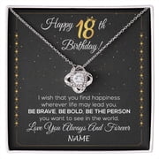 Happy 18th Birthday Necklace, White Love Knot Necklace