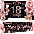 thumbnail image 1 of Happy 18th Birthday Party Decorations for Girls, Rose Gold Happy 18th Birthday Yard Banner and Backdrop, Crown 18 Printed Balloons Number 18 Foil Balloons for 18 Years Old Bdy Party Supplies, 1 of 6