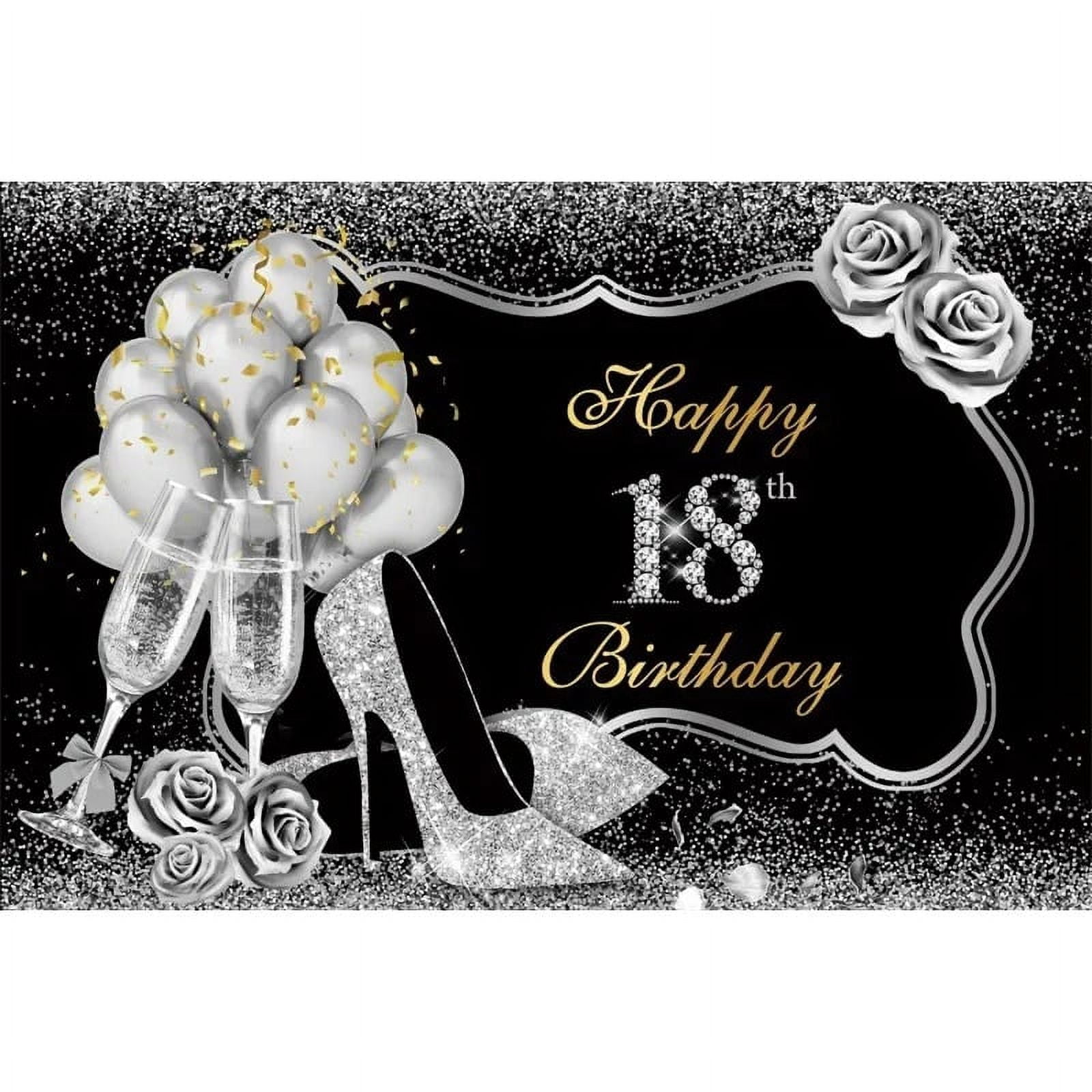Happy 18th Birthday Photography Background Gold Pink Balloon Bar