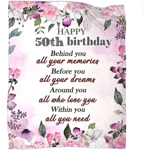 Happy 1972 50th Birthday Gifts Blanket 50 Year Old Throw Blankets Throws for Women Turning 50 Birthday Gifts 50X60 Inch