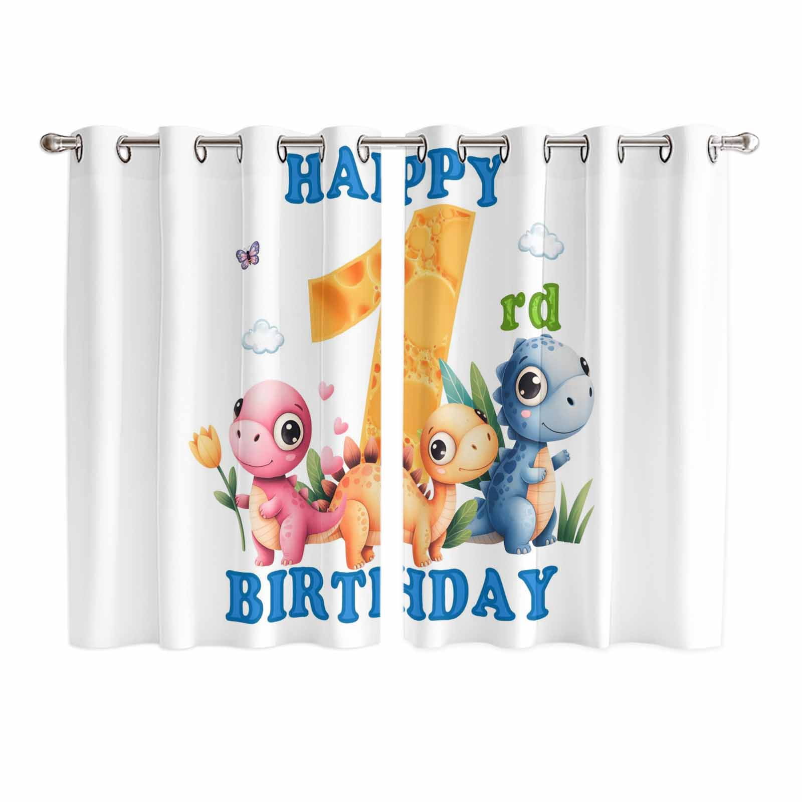 Hapy Rommet Happy 1rd Birthday Kitchen Curtains Window Panels, Cartoon Cute Pink ...