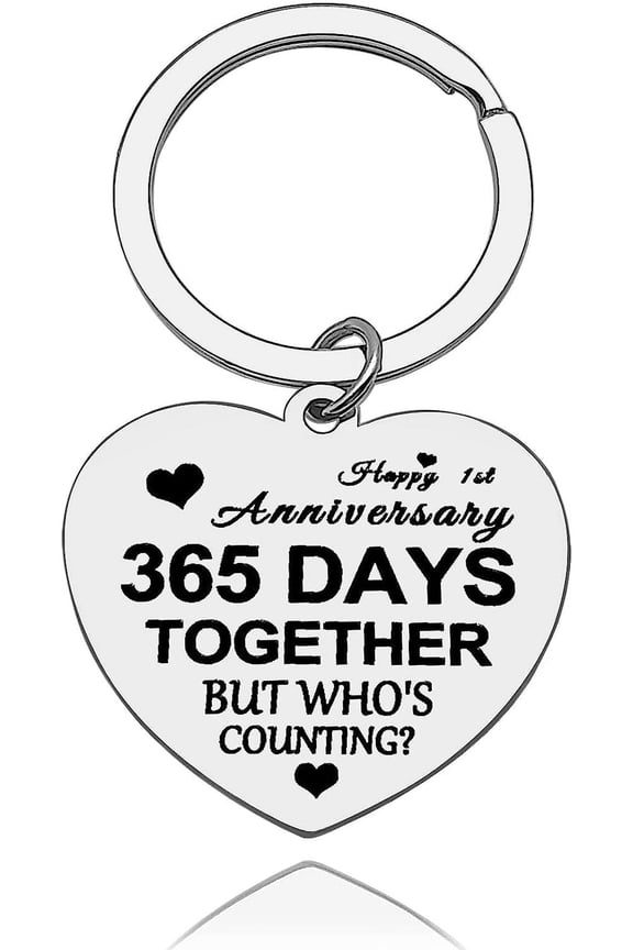 Happy 1st Anniversary Keychain Gift First Year Wedding Anniversary Keyring for Boyfriend Girlfriend 1 Year Dating Keychain Couple Gift for Husband Wife 365 Days Couple Keyring