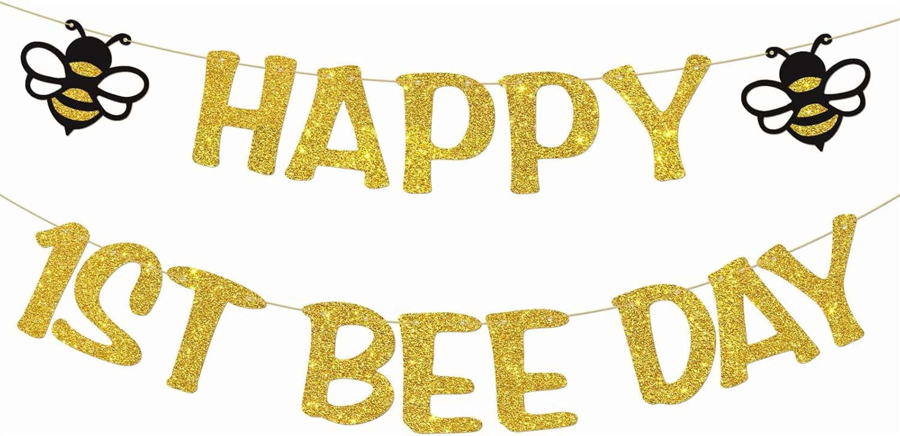 Happy 1st Bee Day Banner, Bee Theme First Birthday Party Supplies ...