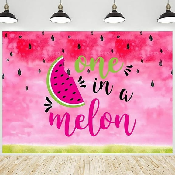 Happy 1st Birthday Backdrop One in a Melon Pink Watermelon Summer Fruit Birthday Photography Background for Girls Birthday Party Decorations Supplies Banner Photo Photobooth Props