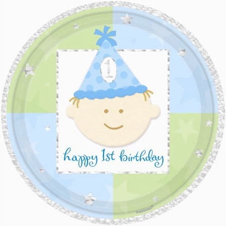 Happy 1st Birthday Boy Large Paper Plates (8ct)