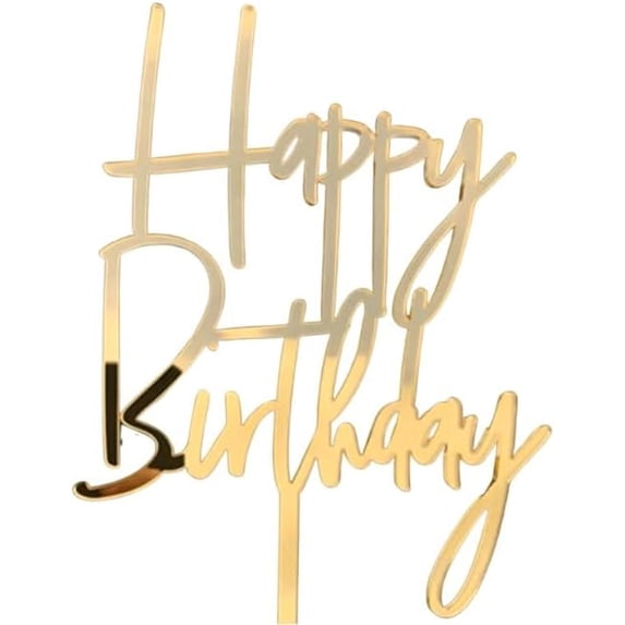 Happy 1st Birthday - Cake Topper - Elegant 3mm Gold & Silver Acrylic Decoration for Memorable Party Celebrations - Gold