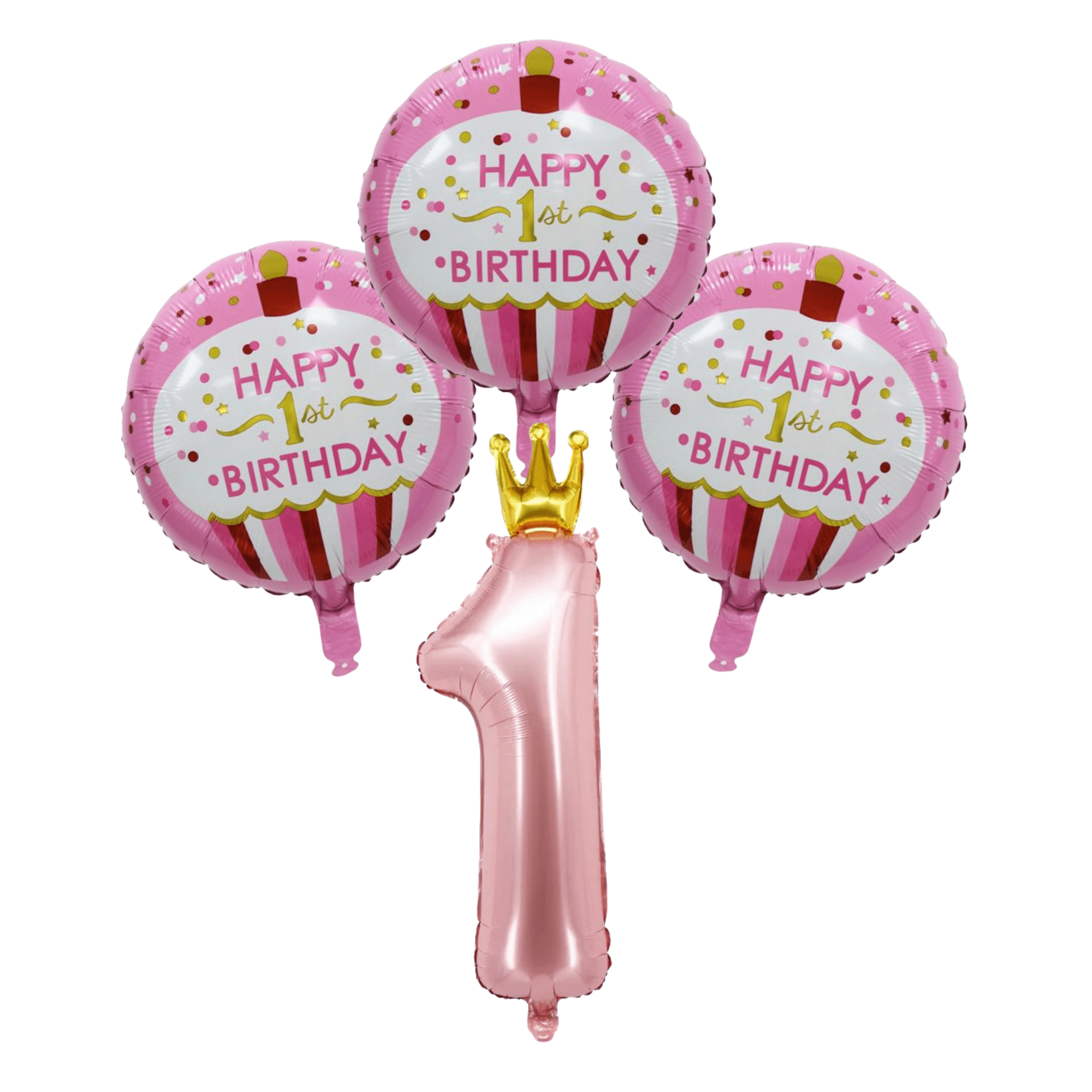 Happy 1st Birthday Party Decoration Balloon Set Pink Gold One Year Old ...