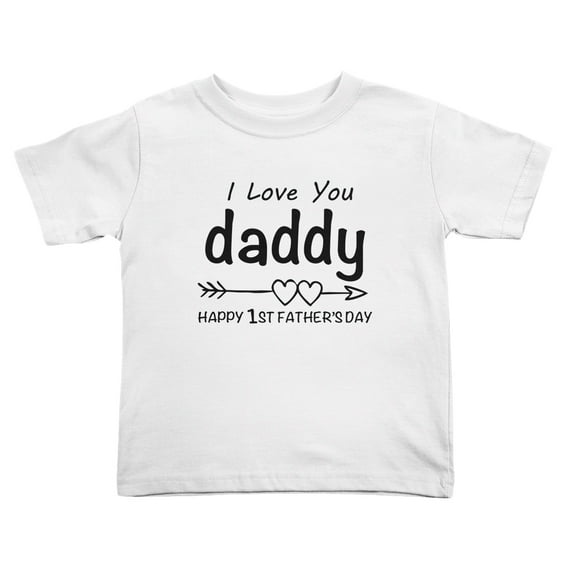 Happy 1st Fathers Day Gift I Love You Daddy Funny Toddler T Shirts for Boys Girls (White, Youth M)