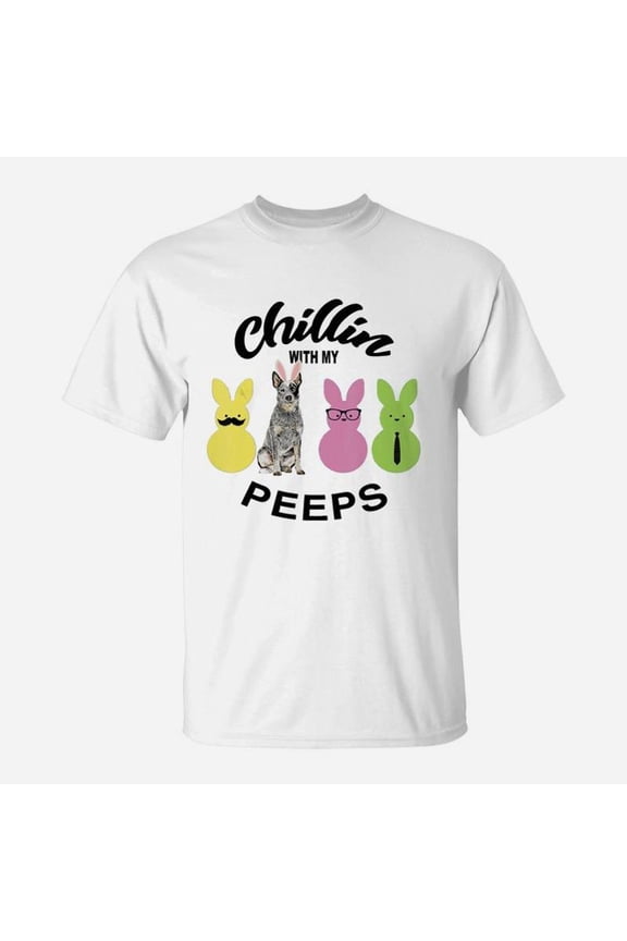 Happy 2021 Easter Bunny Cute Australian Cattle Dog Chilling With My Peeps Gift For Dog Lov