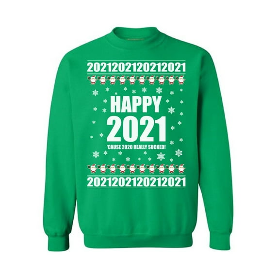 Happy 2021 Sweatshirt Happy New Year Crewneck Sweatshirt for Him 2020 Funny Santa Unisex Sweater Merry Christmas Top for Men New Year Sweater for Women Happy Holidays Merry Xmas Gifts for Her