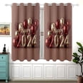 thumbnail image 1 of Happy 2024 Balloon Black Out Curtains Aesthetic for Bedroom Living Room Sliding Glass Doors Kitchen Windows 2 panels set, 1 of 1