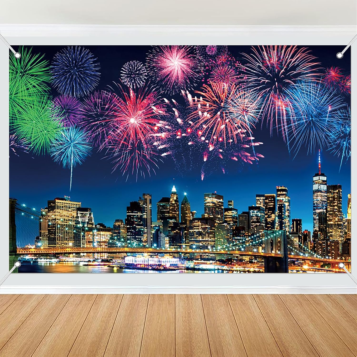 Happy 2025 New Year Decorations Backdrop Black Gold Polka Dots ...