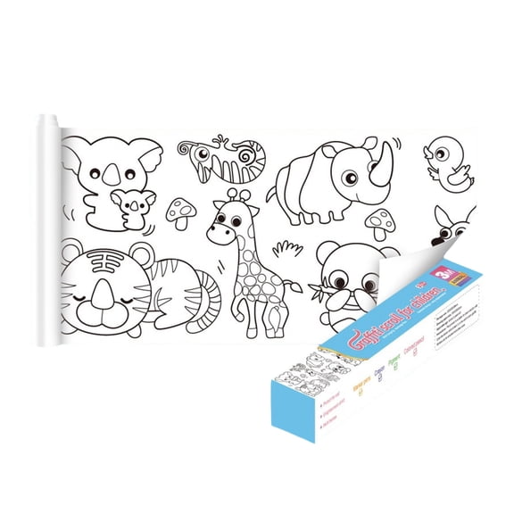 Happy 2026! Children'S Drawing Roll 11.8X118 Inch New Pasteable Large Coloring Paper Roll For Kids Toddlers Art Paint Drawing Paper For Painting Diy Filling Picture Table Coloring Shee Festival Gifts