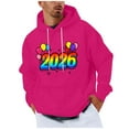 thumbnail image 1 of Happy 2026 Hoodies for Men Printed Long Sleeve Drawstring Loose Fit Pullover Sweatshirts Tops with Pocket (4XL, Hot Pink), 1 of 5